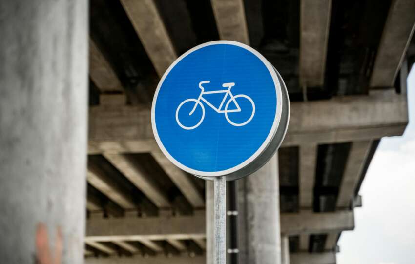 A Road Sign For Bike Lane