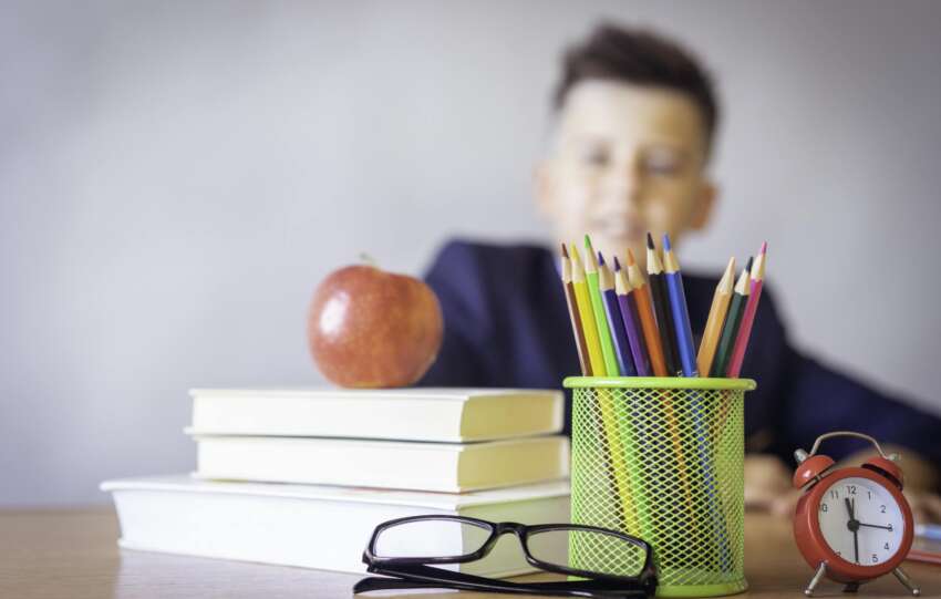 Boy Looking On A Tidied Desk