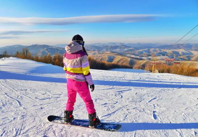 Person Snowboarding on Field