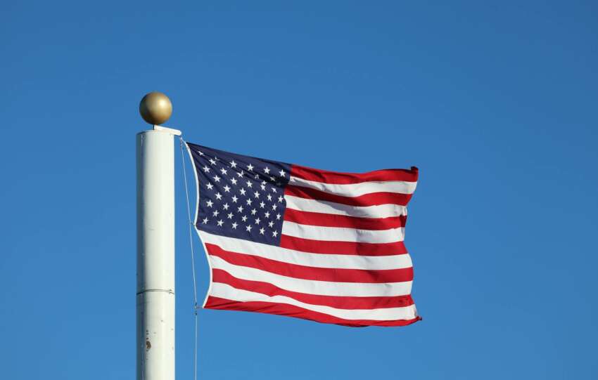 American flag blowing in the wind