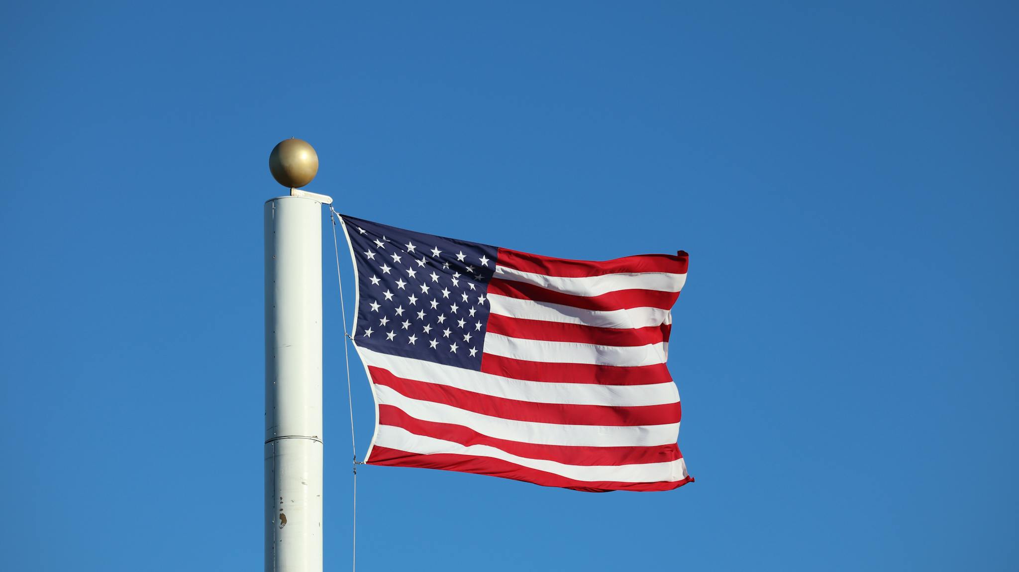 American flag blowing in the wind
